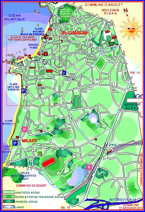 Map of Biarritz, on the Basque coast, South West France.