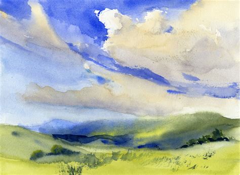 Summer Sky and Clouds - Watercolor Painting Lesson - Watercolor Methods