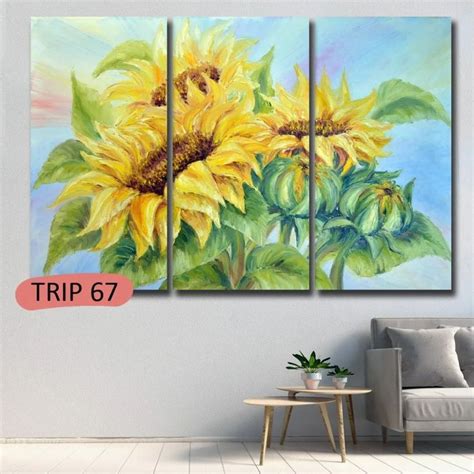 Cuadros Tripticos Flores X Canvas Tela Premium Hd Arte