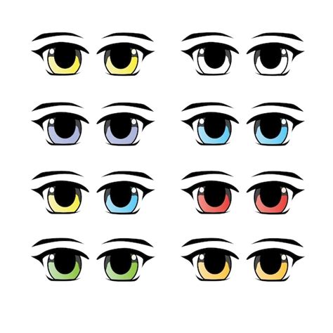 Premium Vector | A collection of vector anime eyes of various colors ...