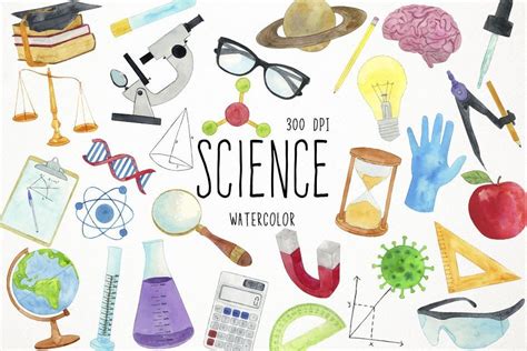 Watercolor Science Clipart Laboratory Graphic By Paulaparaula