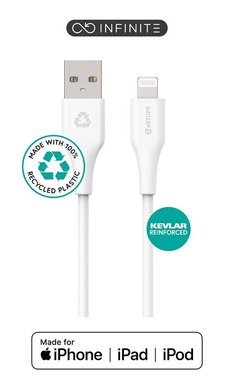 Estuff Infinite Usb A To Lightning Cable Mfi M White Recycled