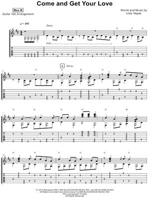 "Come and Get Your Love" Sheet Music - 14 Arrangements Available ...