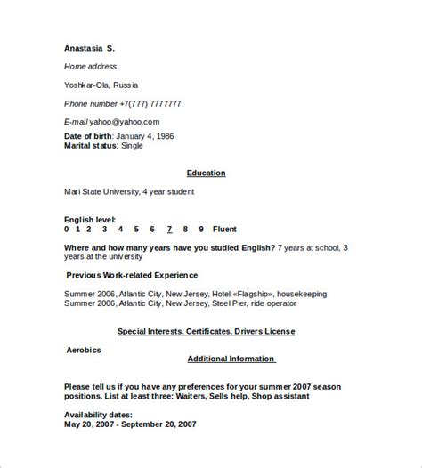 12+ Sample Housekeeping Resumes | Sample Templates