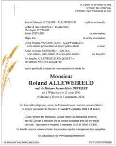 Monsieur Roland ALLEWEIRELD funérailles Berresse