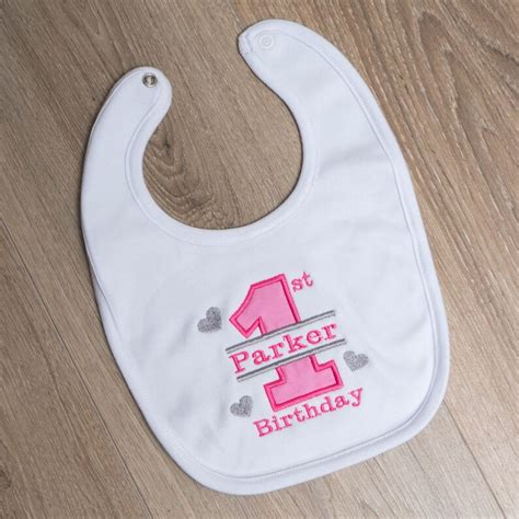 1st Birthday Bib Personalised First Birthday Bib Baby Bday Etsy