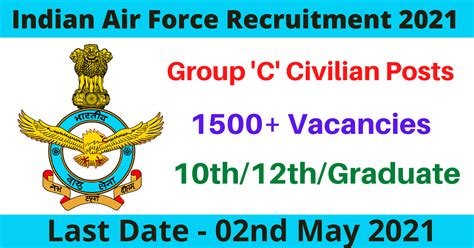 Indian Air Force Recruitment 2021 1515 Group C Civilian Posts