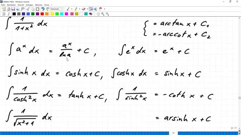 B Mathe Integral Tabelle Youtube