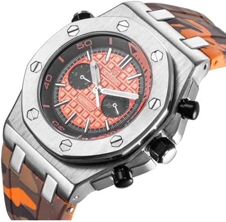 KIMSDUN Offshore Men's Automatic Sport Watch Orange Camouflage : Amazon ...