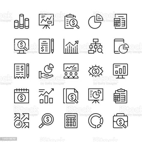 Icônes De Ligne Danalyse Financière Symboles De Contour Jeu Dicônes De Lignes Vectorielles