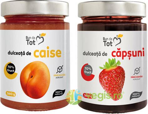 BUN DE TOT Pachet Dulceata De Capsuni Fara Zahar 360g Dulceata De