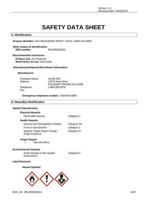 Pdf S Safety Data Sheet Uline Dokumen Tips