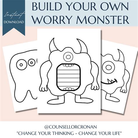 Worry Monster Anxiety Workbook For Kids Cbt Worksheets Etsy Australia