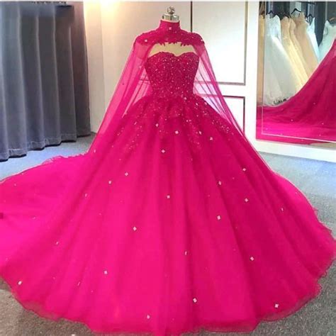 Hot Pink Detachable Cape Quinceanera Sweet 16 Ball Gown Ml13251 Ball Gowns Prom Ball Gowns Gowns