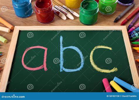 Abc Alphabet Chalk Blackboard Preschool Reading And Writing Lesson