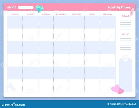 Monthly Planner Template. Printable Organizer and Schedule with Notes ...