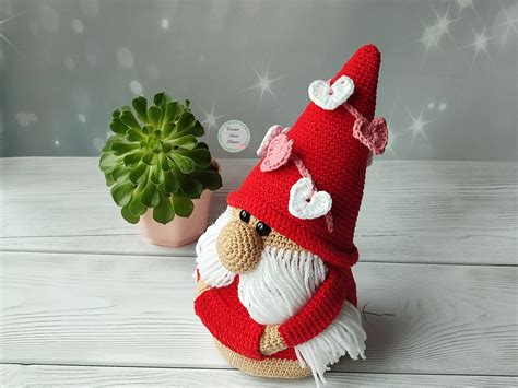 Valentine Gnome Crochet Pattern Amigurumi Gnome Valentine Etsy