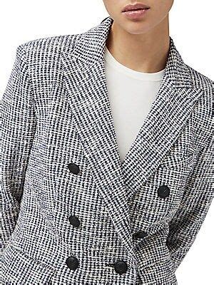 Rag Bone Preston Cotton Blend Tweed Double Breasted Blazer In