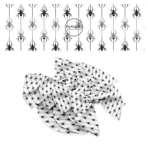 Spiders And Webs On White Bow Strips Spooky Spiders Bow Strips Halloween Bows Pip Supply