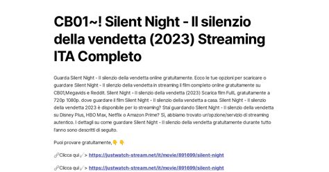 CB01 Silent Night Il Silenzio Della Vendetta 2023 Streaming ITA