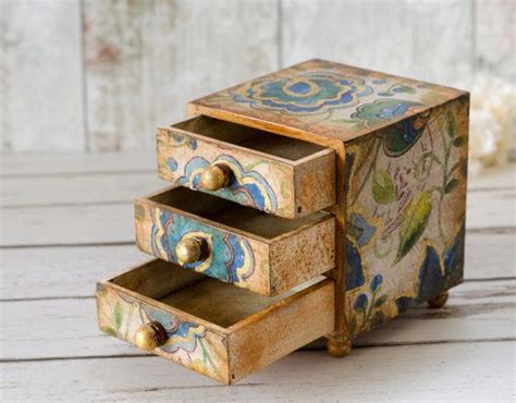 Large Peacock Jewellery Box Shabby Chic Trinket Box Vintage Etsy UK