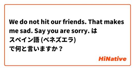 【we Do Not Hit Our Friends That Makes Me Sad Say You Are Sorry 】 は