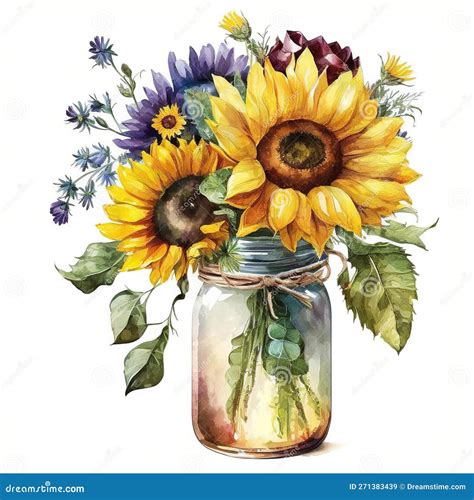 Sunflower In Mason Jar Clipart