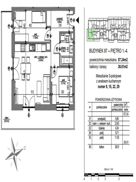 Mieszkanie Kraków ul Żabiniec 57 m2