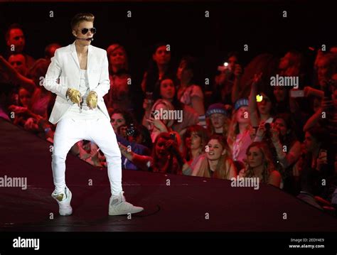 London Uk 4th March 2013 Justin Bieber Performs On Stage At The 02