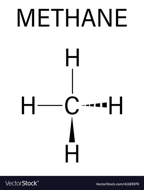 Methane Natural Gas Molecule Skeletal Formula Vector Image