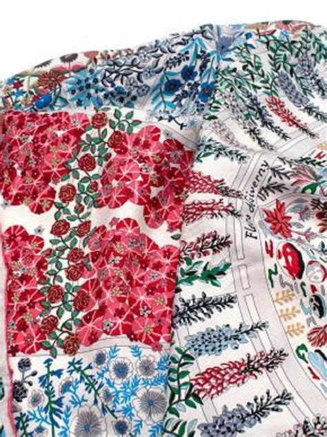 Hermes Fleurs De Giverny Silk White And Floral Scarf For Sale At Stdibs