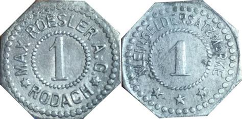 Pfennig Rodach Max Roesler A G City Of Rodach Saxe Coburg