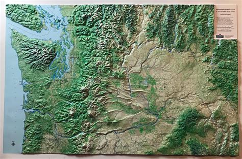 Washington State Enhanced Satellite Image Raised Relief Map World