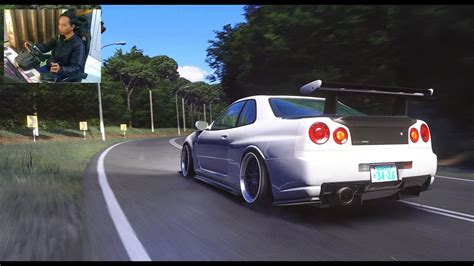 Nissan Skyline GT R R34 Asseto Corsa Gameplay Steering Wheel