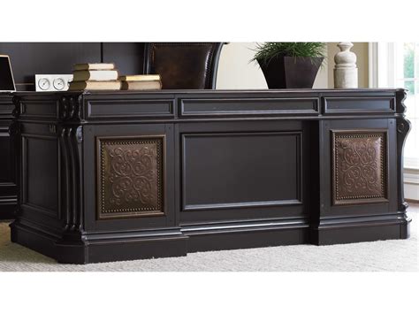 Hooker Furniture Telluride Black Hardwood Executive Desk With Leather