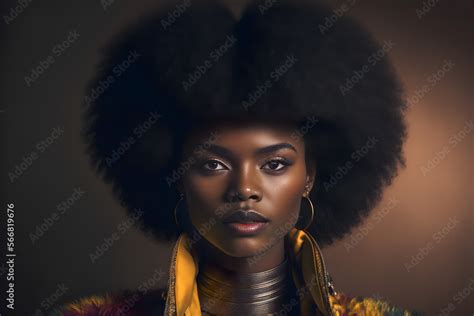 African Culture Portrait Of Beautiful African Woman With Afro Hair