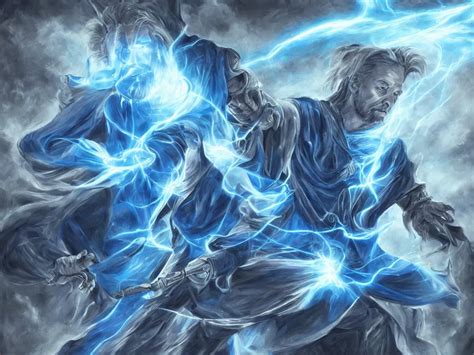 Fantasy Art Of A Wizard Casting A Blue Spell That Stable Diffusion