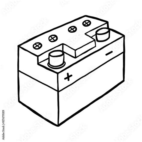 Car Battery Cartoon Vector And Illustration Black And White Hand