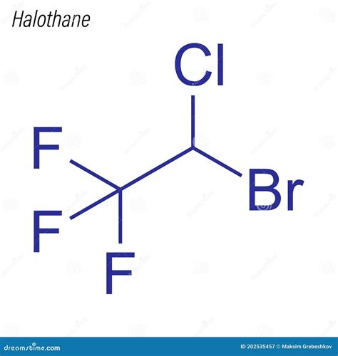 Halothane Molecule Ball And Stick Molecular Model Chemistry Related 3d Rendering Stock