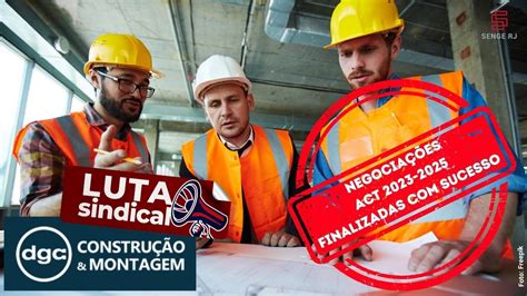 Trabalhadores as da DGC Construção e Montagens e Senge RJ celebram a