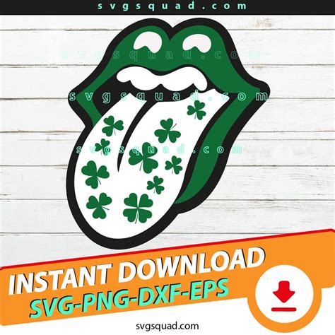 Shamrock Clover Lip Svg Lucky Lips Svg Rolling Stones Shamrock Lips