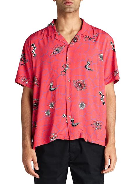 Deus Ex Machina Mens Strawberry Vibrant Virus Shirt | Designerwear