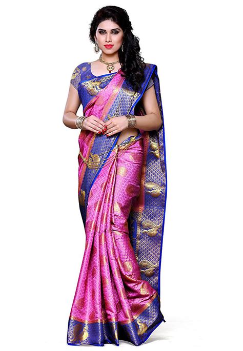 Buy Woven Kanchipuram Silk Saree In Pink Online SEH1440 Utsav Fashion