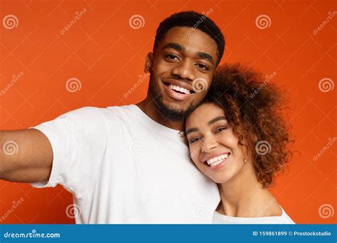 Happy African Couple In Love Taking Selfie Together Stock Image Image