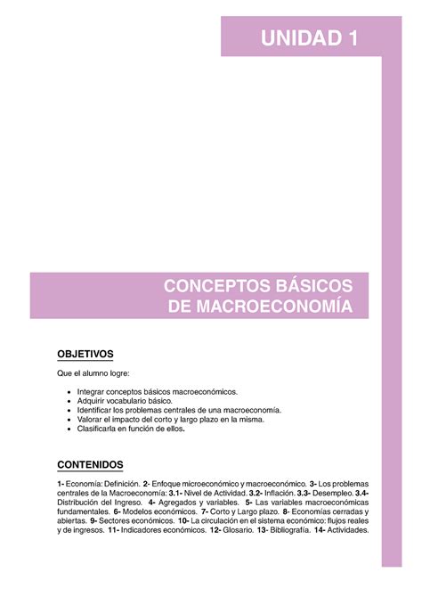 Unidad 1 Conceptos básicos de Macroeconomia CONCEPTOS BÁSICOS DE