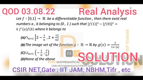 Real Analysis Csir Net Solution Qod 030822 Real Analysis Iit Jam