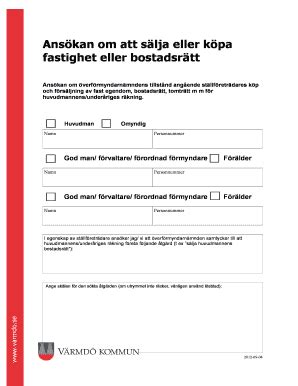 Fillable Online Varmdo Anskan Om Att Slja Eller Kpa Fastighet Eller