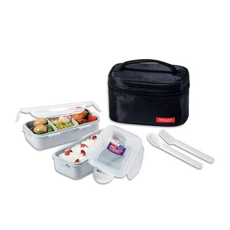 Lock Lock Hpl Db Lunch Box P Set With Black Bag Spoon Fork Set