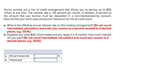 Solved You Ve Worked Out A Line Of Credit Arrangement That Chegg