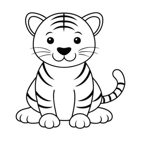 Cute Tiger Outline Clip Art Design Tiger Vector Illustration In Black